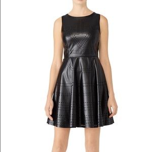 LAVAND laser cut, faux leather dress sz S
